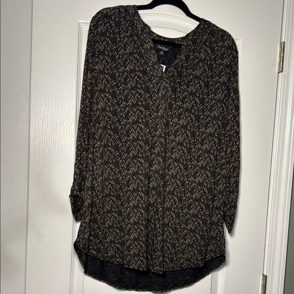 Lucky Brand Black and Tan Women's Top Women’s Size 2X